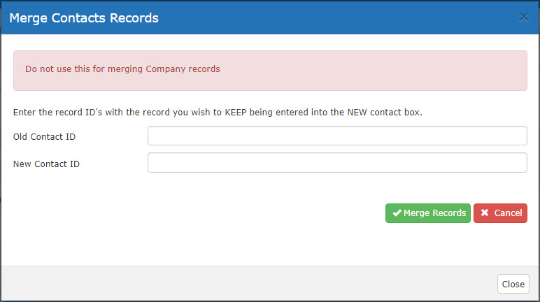 Merge Records Pop-Up